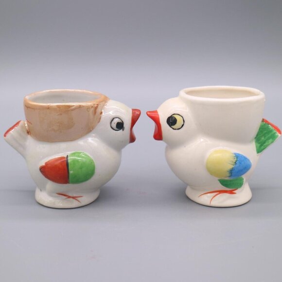 Vintage Lustreware Chicken Egg Cups Made in Occupied Japan - Picture 1 of 8